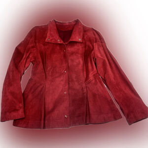 Vintage Raspberry Red Suede Jacket Late 80s–Early 90s Made in Canada